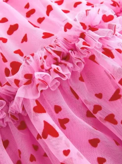Next Rose - Robe de fête en maille à volants cœur (3-16ans) Clearance