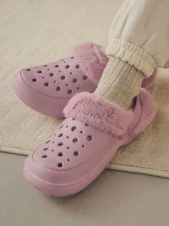 Next Rose - Sabots doublés de fausse fourrure chaussons femme
