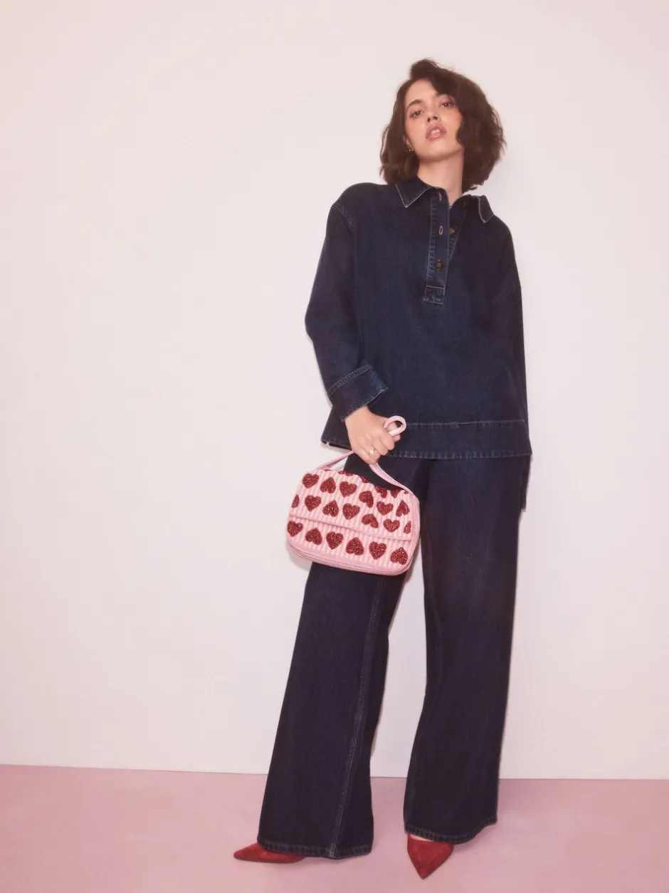 Next Rose - Sac bandoulière perlé Cœur New