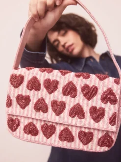 Next Rose - Sac bandoulière perlé Cœur New