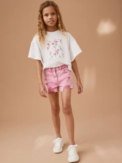 Next Rose - 100Shorts en coton % Frayed Edge Distressed (3-16yrs) Clearance