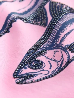 Next Rose - Sweat-shirt graphique avec perles et poisson Best