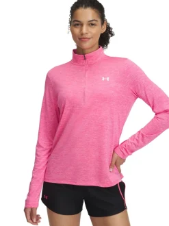 Under Armour - Sweat-shirt Tech Twist 1/2 zippé Rose