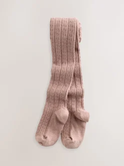 Next Rose baie rouge et marron chocolat - Lot de 3 collants en torsades de coton riche Online