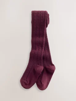 Next Rose baie rouge et marron chocolat - Lot de 3 collants en torsades de coton riche Online