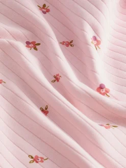 Next Rose/ Blanc Ditsy - Pyjama Rib Se blottir 3 Pack (9mois-12ans) Discount