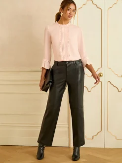 Love & Roses Rose blush cœur - chemisier à manches flûte avec détail matériel Hot