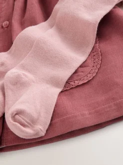 Next - Ensemble body et collants à manches longues en velours côtelé pour bébé (0mois-2ans) Rose brodé Discount