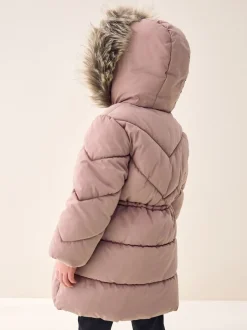 Next Rose caramel - Manteau matelassé bordé de fausse fourrure Résistant à la douche (3-16ans) Online