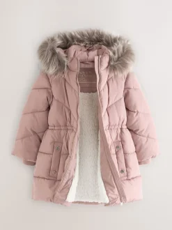 Next Rose caramel - Manteau matelassé bordé de fausse fourrure Résistant à la douche (3-16ans) Online
