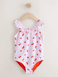 Next Rose cerise vichy - Maillot de bain à volants (3-16ans) Sale
