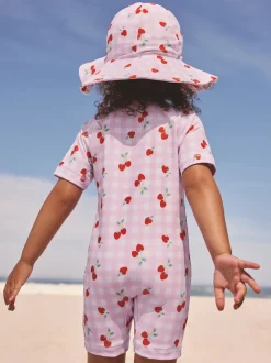 Next - Maillot de bain Sunsafe (3mths-10yrs) Rose cerise vichy Best