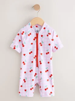 Next - Maillot de bain Sunsafe (3mths-10yrs) Rose cerise vichy Best