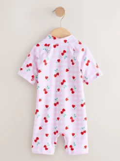 Next - Maillot de bain Sunsafe (3mths-10yrs) Rose cerise vichy Best