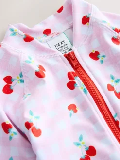 Next - Maillot de bain Sunsafe (3mths-10yrs) Rose cerise vichy Best