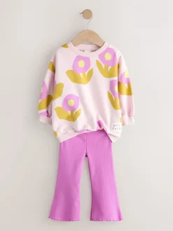 Next Rose clair à fleurs - Ensemble sweat et legging évasé (3mois-7ans) Best