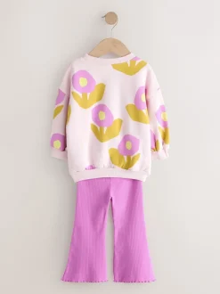 Next Rose clair à fleurs - Ensemble sweat et legging évasé (3mois-7ans) Best