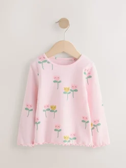 Next Rose clair - Lot de 5 hauts côtelés à manches longues (3mois-7ans) Discount