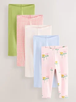 Next Rose clair - Lot de 5 leggings côtelés (3mois-7ans) Online