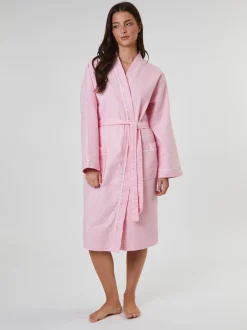 Loungeable - Peignoir gaufré 100% coton Rose clair Hot