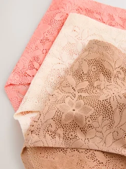 Next Rose corail - Dentelle sur l’ensemble Pas de VPL Slips 3 Lot Online