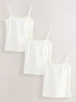 Next Rose écru rayé - Gilets cami texturés à bretelles Lot de 3 (1.5-16ans) Discount