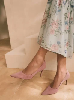 Next - Chaussures de milieu de terrain en cuir Rose en daim rose Hot