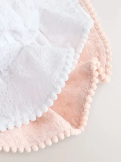 Next Rose et blanc - Broderie 2pk Bébé chapeau (0mois-2ans)