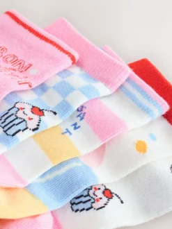 Next Rose et bleu - Lot de 5 paires de chaussettes en coton riche en crêpe
