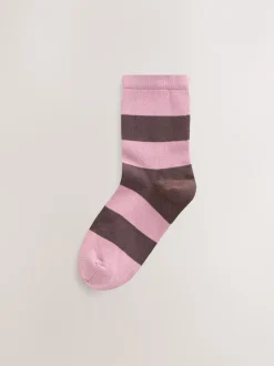 Next Rose et rouge - Chaussettes de cheville riche en coton 3 Lot