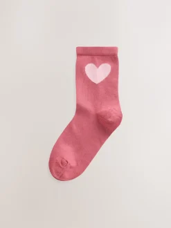 Next Rose et rouge - Chaussettes de cheville riche en coton 3 Lot