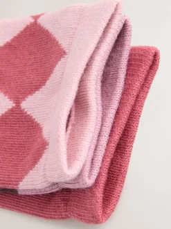 Next Rose et rouge - Chaussettes de cheville riche en coton 3 Lot