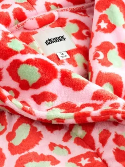 Eleanor Bowmer Rose et vert - Peignoir en polaire imprimé léopard Clearance