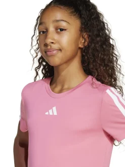 adidas - T-shirt Training Essentials 3Rayures enfant Rose foncé Hot