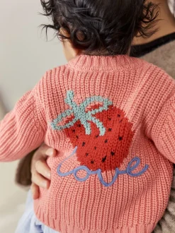 Next Rose fraise - Cardigan à dos brodé bébé (0mois-2ans)