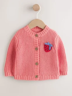 Next Rose fraise - Cardigan à dos brodé bébé (0mois-2ans)