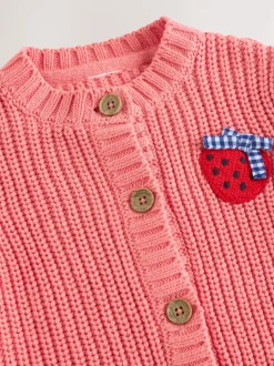 Next Rose fraise - Cardigan à dos brodé bébé (0mois-2ans)