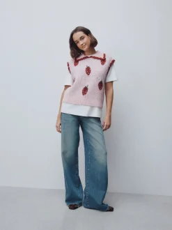 Next Rose fraise - Débardeur sans manches en maille avec laine Discount