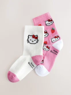 Next Rose Hello Kitty - Paquet de 2 chaussettes de cheville en coton riche Clearance