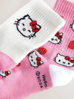 Next Rose Hello Kitty - Paquet de 2 chaussettes de cheville en coton riche Clearance