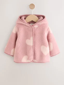 Next Rose imprimé cœur ton sur ton - Veste bébé en peau de mouton (0-18mois) Sale