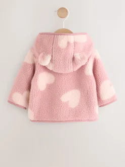 Next Rose imprimé cœur ton sur ton - Veste bébé en peau de mouton (0-18mois) Sale