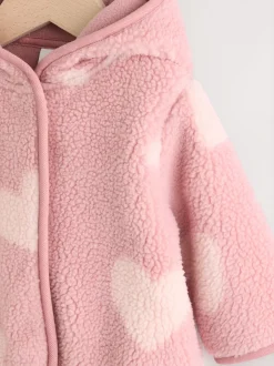 Next Rose imprimé cœur ton sur ton - Veste bébé en peau de mouton (0-18mois) Sale