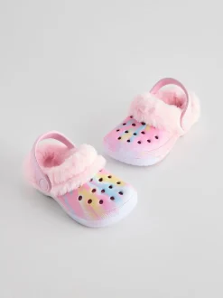 Next Rose imprimé marbré - Chaussons sabots doublés de fausse fourrure New