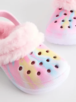 Next Rose imprimé marbré - Chaussons sabots doublés de fausse fourrure New