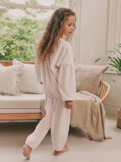 Next - Pyjama en laine polaire (9mths-16yrs) Rose motif cœur à sequins Best