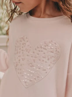 Next - Pyjama en laine polaire (9mths-16yrs) Rose motif cœur à sequins Best