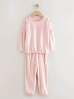 Next - Pyjama en laine polaire (9mths-16yrs) Rose motif cœur à sequins Best