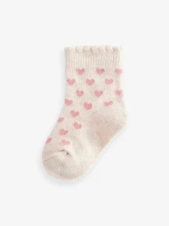 Next Rose motif cœur et rayures - Lot de 5 chaussettes pour bébé (0mois-2ans) Outlet