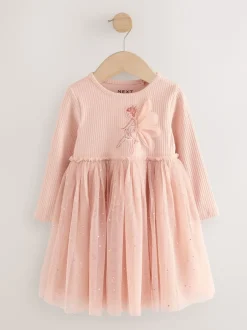 Next Rose motif fée - Robe de fête en maille à manches longues (3mois-7ans) Discount